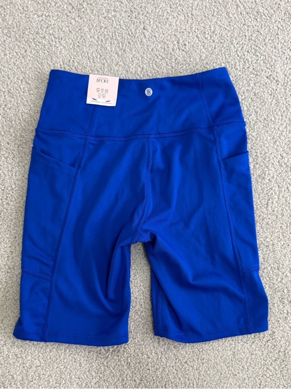 NWT Victoria's Secret Sport Royal Blue Bike Shorts with Side Pockets